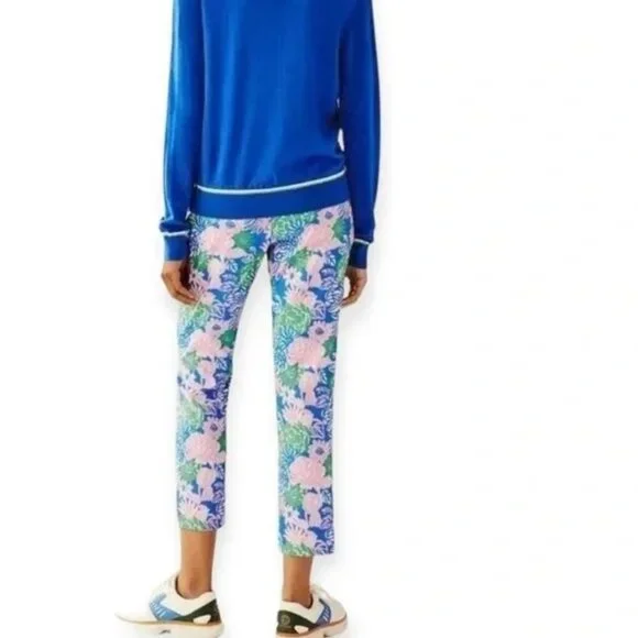 Tory Burch Ribbon Bouquet Printed Tech Twill Golf Pants - Picture 3 of 7
